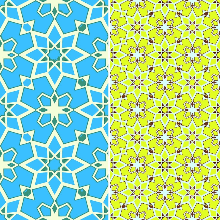 PSD a set of seamless patterns with colorful flowers and leaves