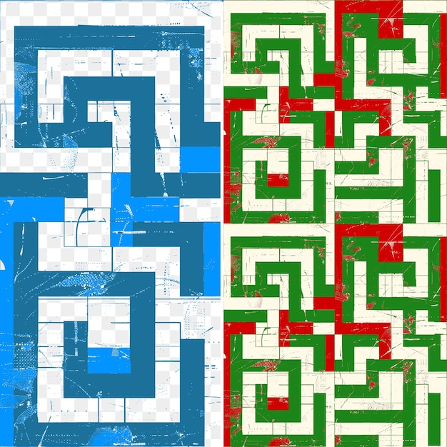 Набор квадратов с синей и зеленой границей