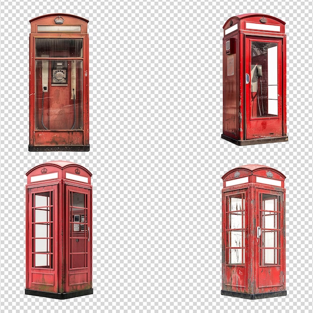 PSD a set of telephone booth isolated on transparent background png