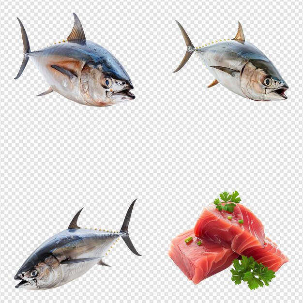 PSD a set of tuna isolated on transparent background png