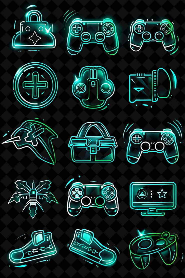 PSD a set of video game screens with the words  video game  on the bottom