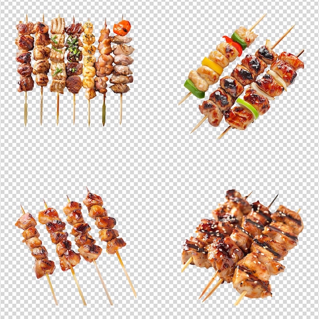 PSD a set of yakitori isolated on transparent background png