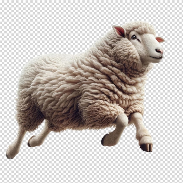 PSD a sheep is running on a transparent background