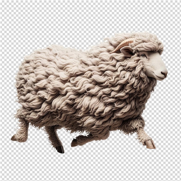 PSD a sheep is running through a grid that has a tag on it