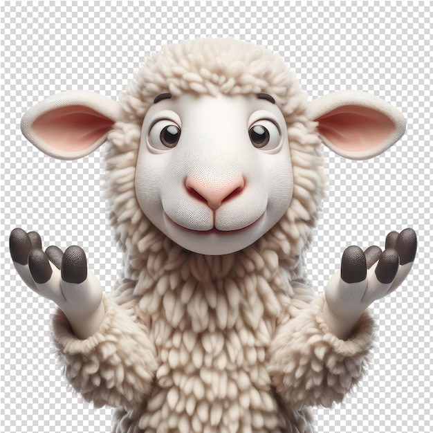 PSD ピンクの鼻と白い顔と黒い鼻を持つ羊