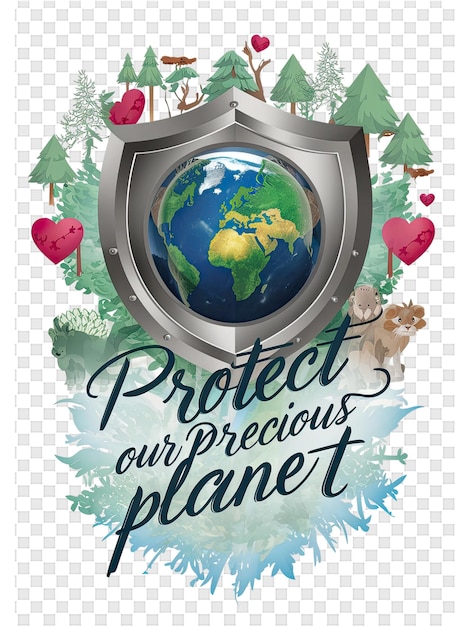 PSD a shield with a picture of a world on it