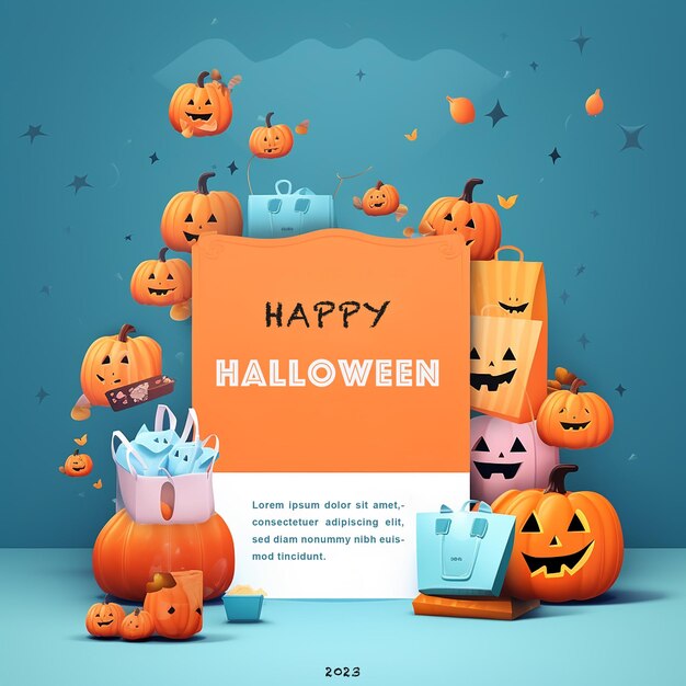 PSD ハロウィンを祝うショッピング背景画像