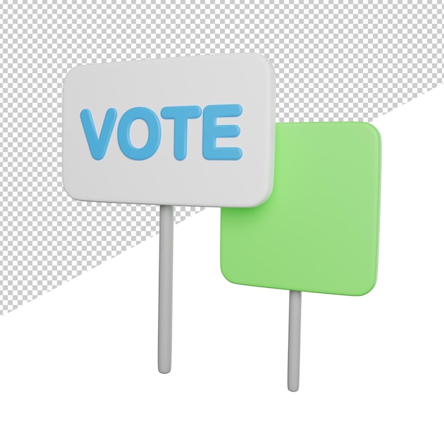 a sign that says vote on it with a white background.