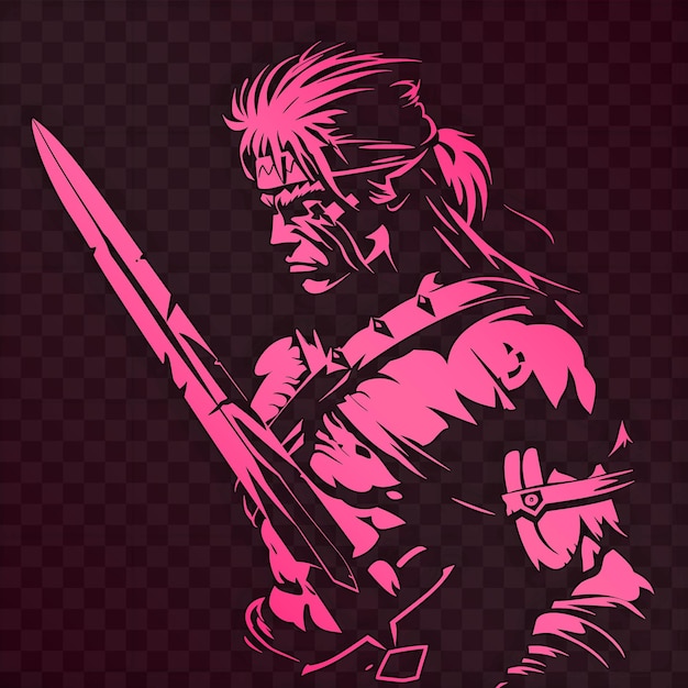 PSD Силуэт воина с мечом и щитом