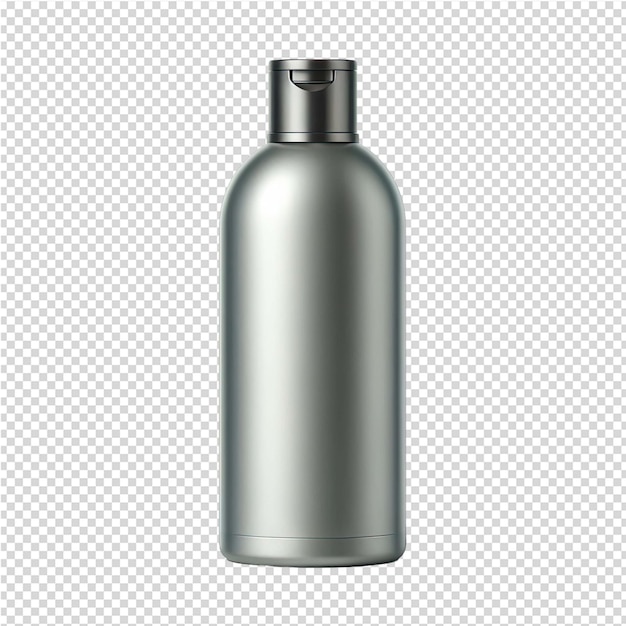 PSD a silver bottle of spray with a silver cap