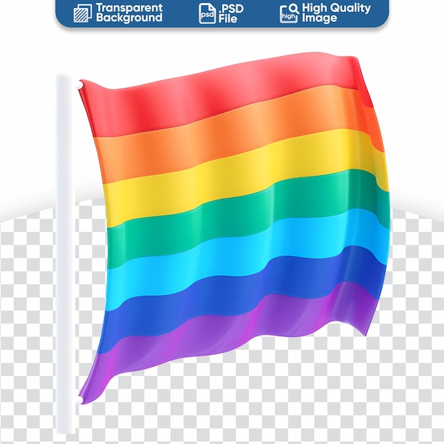 PSD シンプルな 3d カートゥーン レンダリング イラスト lgbt 虹の旗とゲイプライド