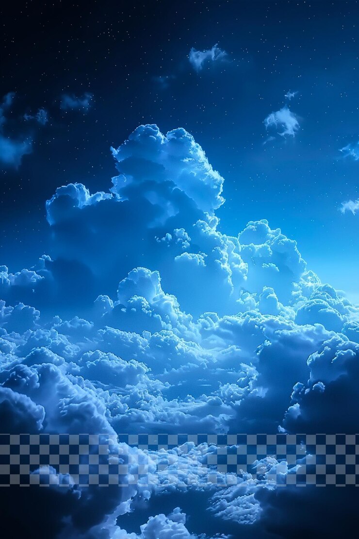 PSD a sky with clouds and stars in the sky