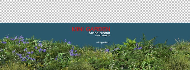 PSD 다양한 식물과 나무가 있는 작은 정원