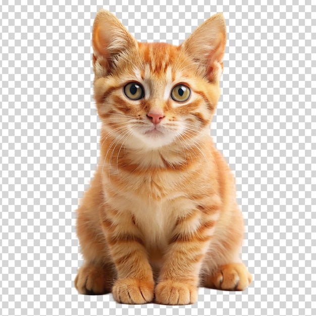 Маленький котенок с зелеными глазами и оранжевым и белым на прозрачном фоне