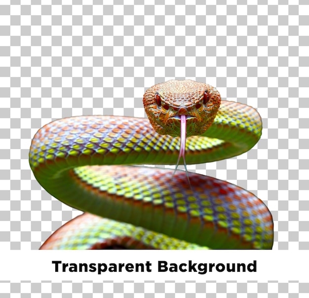 a snake with a green and yellow body and a white background with a green snake on it