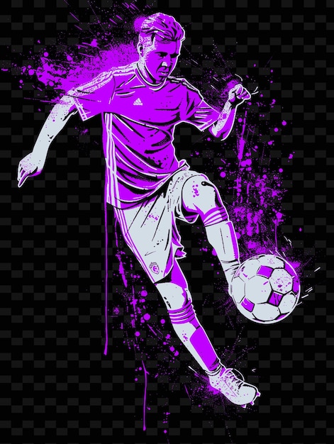 PSD Футбольный игрок с фиолетовой рубашкой и словом 