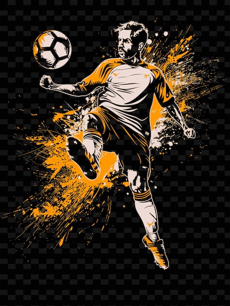 PSD Футболист с футбольным мячом в воздухе