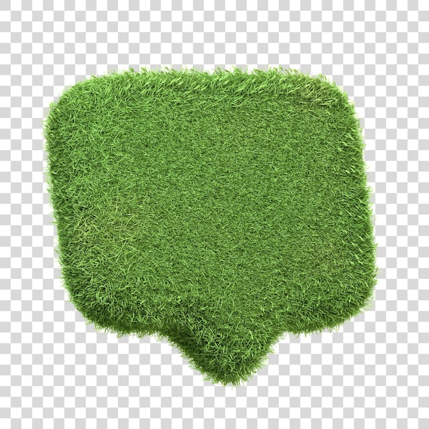 PSD a speech bubble icon made from green grass isolated on a white background 3d render illustration