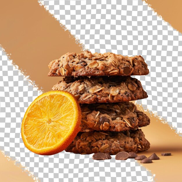 PSD a stack of cookies with orange slices and a orange slice on top