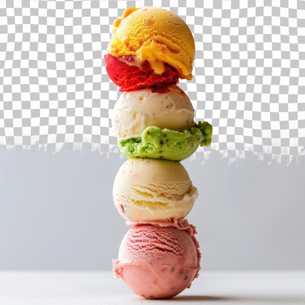 PSD 異なる色のアイスクリームを積み重ねて