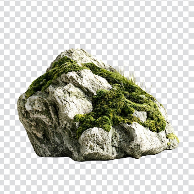 a stack of rocks with moss on them isolated