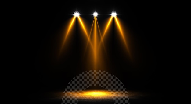a stage with a light and a sign that says spotlights