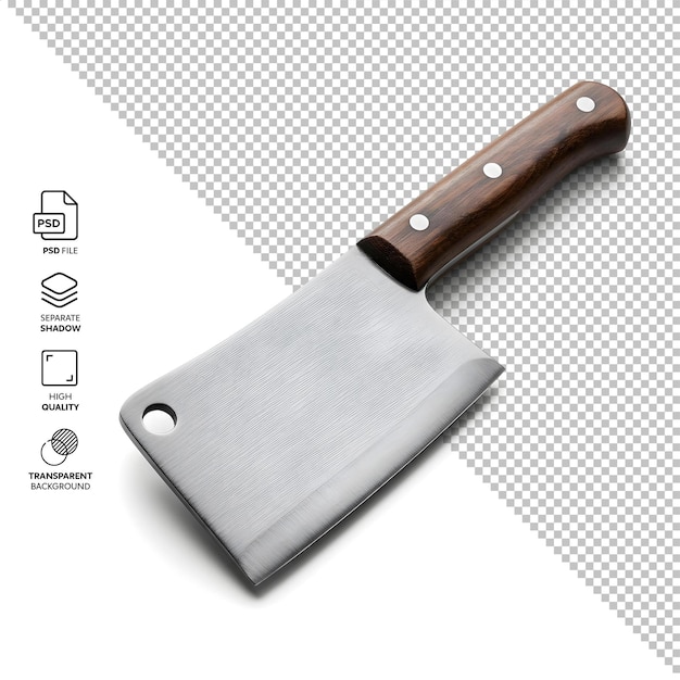 A stainless steel cleaver with a wooden handle