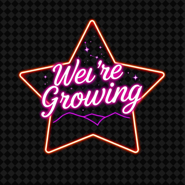 PSD a star with the words were growing growing