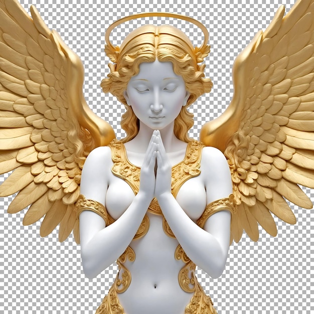 PSD Статуя ангела с золотыми крыльями