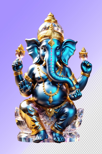 PSD 金と青の体を持つ象の像