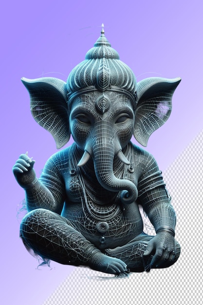 PSD Статуя слона с фиолетовым фоном