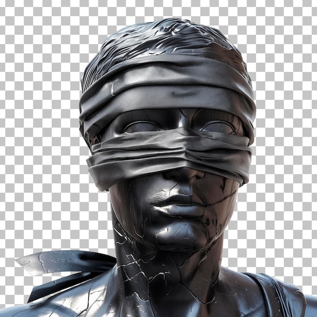PSD 그 위 에 눈 감고 있다고 쓴 마스크 를 쓴 동상