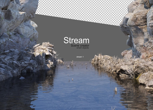 PSD 큰 바위 사이로 흐르는 개울