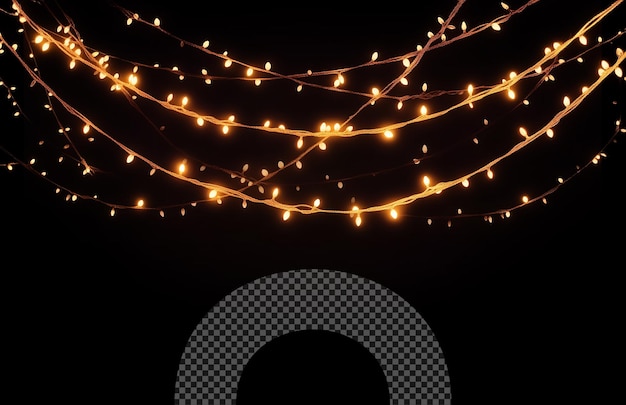 a string of lights that are strung up with string