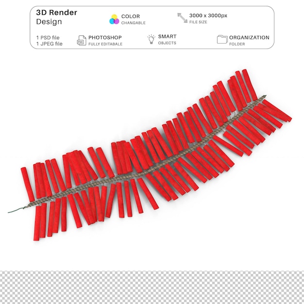 a string of red firecrackers 3d modeling psd file realistic diwali crackers