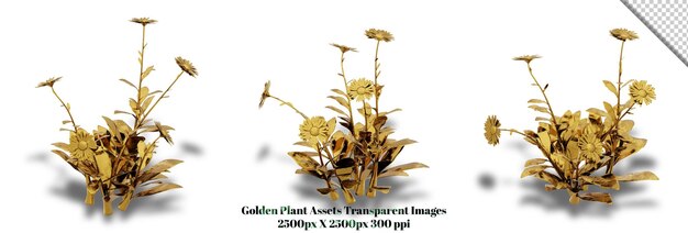 PSD あらゆるデザインに豊かさと優雅さを加える黄金色の植物の見事な 3d レンダリング