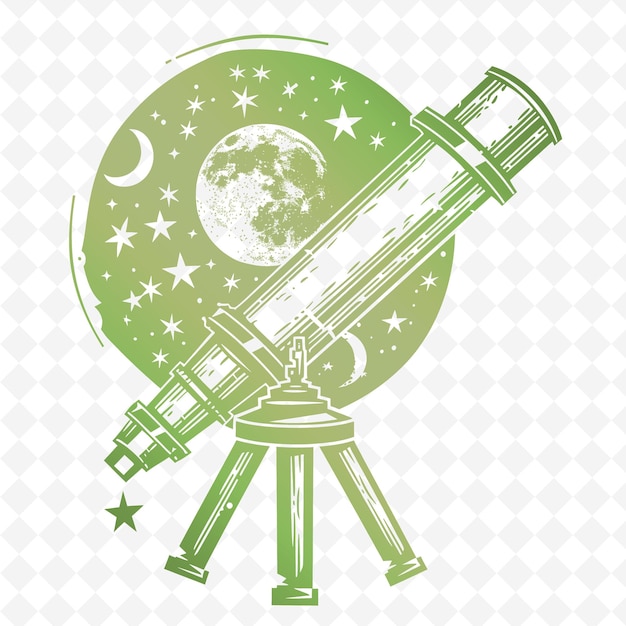 PSD Телескоп с луной и звездами на нем
