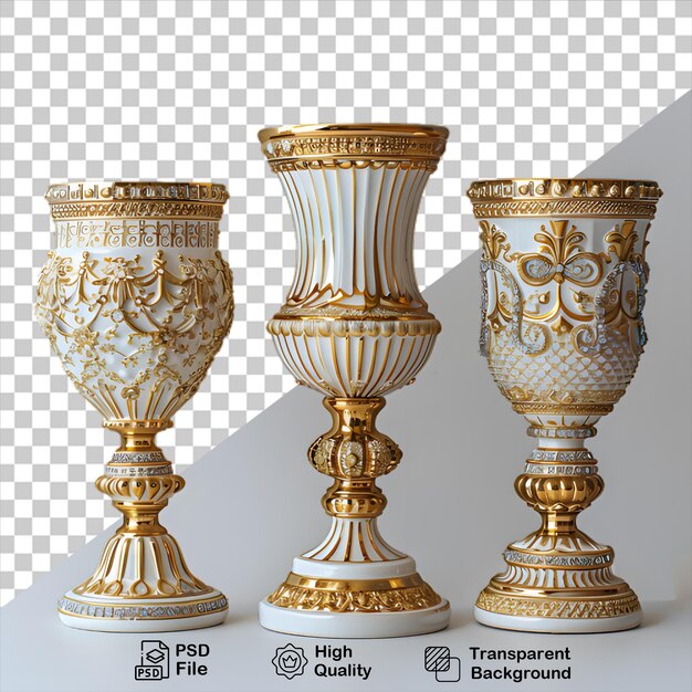 PSD a three 3d golden trophies isolated on transparent background