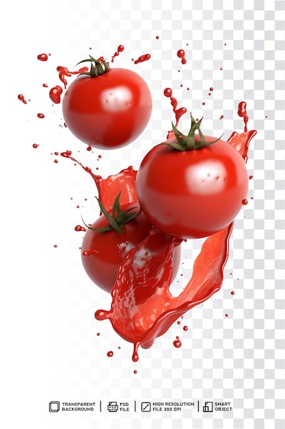 PSD 水しぶきがかかるトマトとトマトの文字