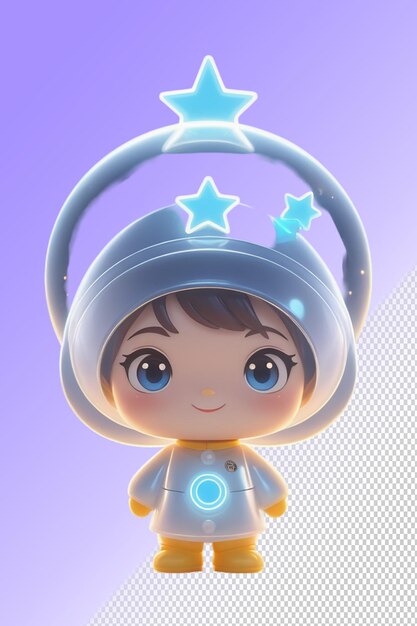 Игрушка с голубой повязкой на голове и голубой головой инопланетянина с звездами на ней