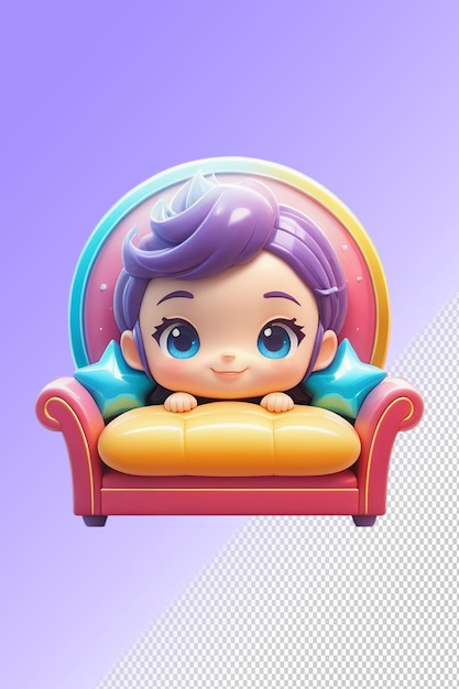 Игрушка с фиолетовым стилем волос
