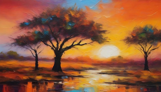 PSD a tranquil african landscape abstract art