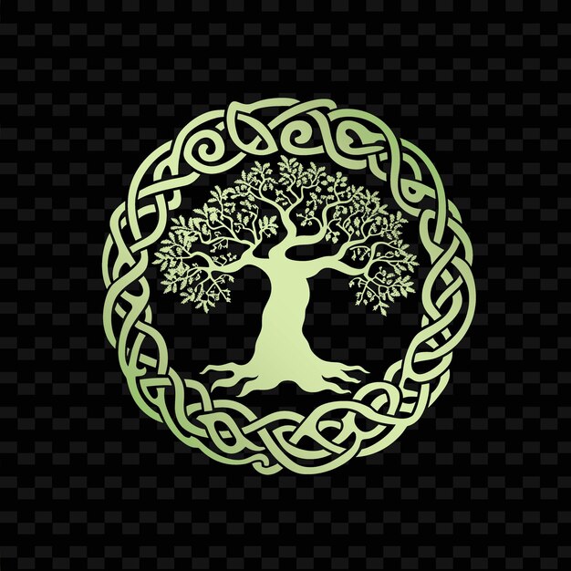 PSD 緑の背景の木と緑の木が付いた白い円