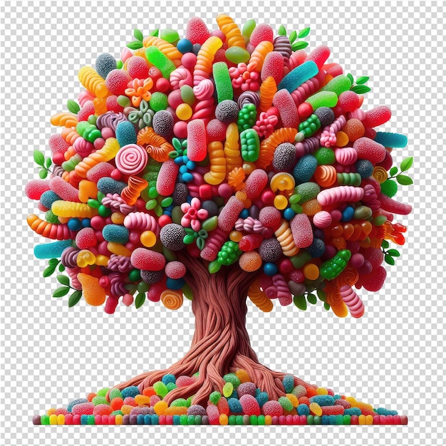 Дерево с конфетами и дерево с деревом на нем