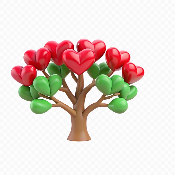 a tree with hearts on it