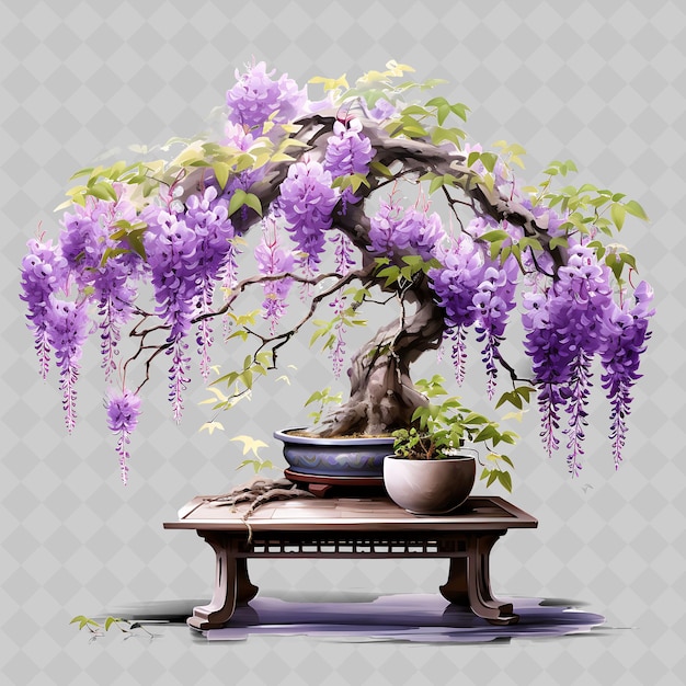 PSD 보라색 꽃 이 있는 나무 와 보란색 꽃 의 비