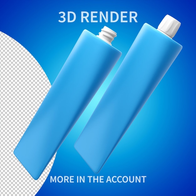 PSD Трубка зубной пасты на прозрачном фоне 3d-рендер