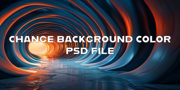 PSD Туннель с синим и оранжевым светом, сияющим через него.