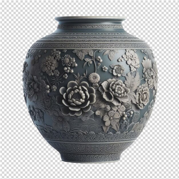 PSD a vase with a flower design on it and the word quot flowers quot on it