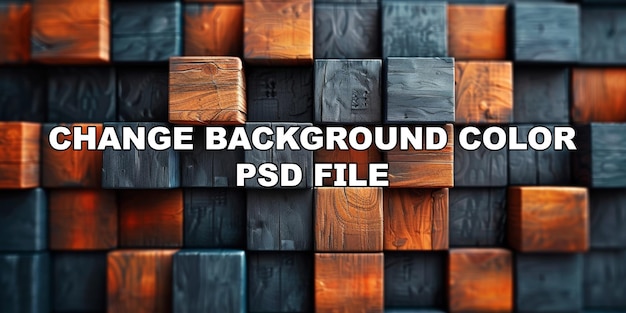 PSD 黒とオレンジのストック背景を含む様々な色の木製のブロックで作られた壁